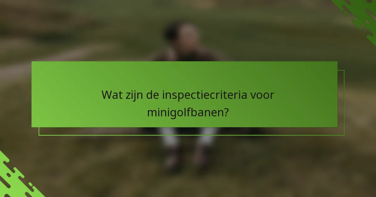 Wat zijn de inspectiecriteria voor minigolfbanen?
